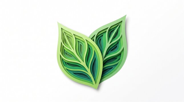 Paper cut autumn leaves logo design with copy space on neutral