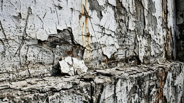 Severely Peeling White Paint On Weathered Exterior Wall