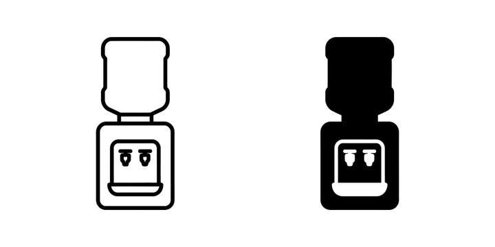 Water cooler dispenser with cups icon for office and drinking.