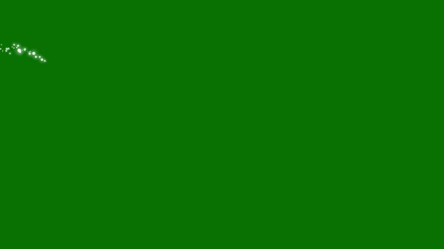 White glowing fairy star sparkle line burst, magic light stars, twinkling glitter particles, luminous starlight trail, magical dust wand transition on green screen background, seamless 4k video