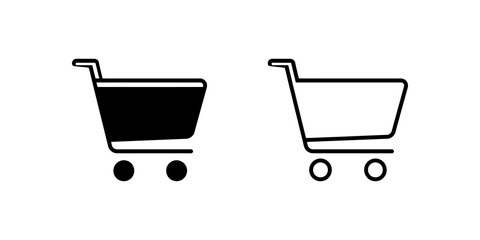 Shopping cart icons outline and solid fill for online shopping. © Shazil