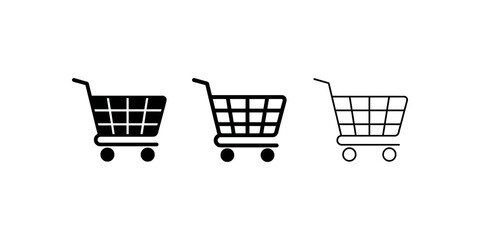 Shopping cart icons outline and solid fill for e-commerce and retail. © Shazil