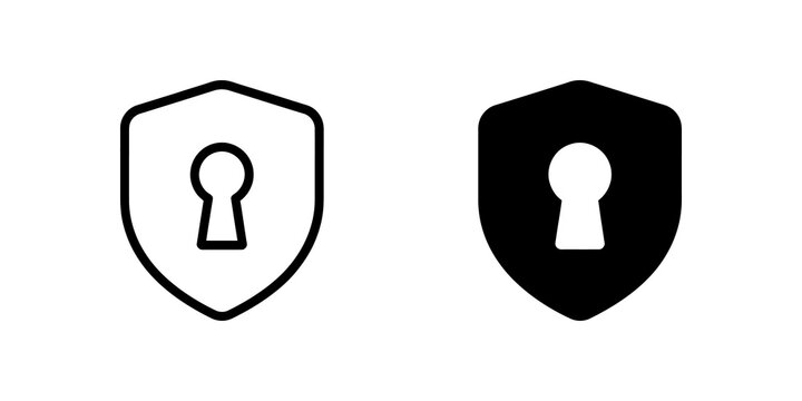 Security shield with keyhole icon line and solid filled.