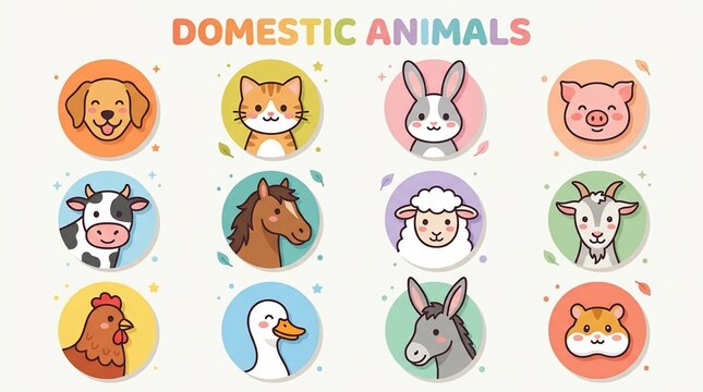 Domestic animals icons