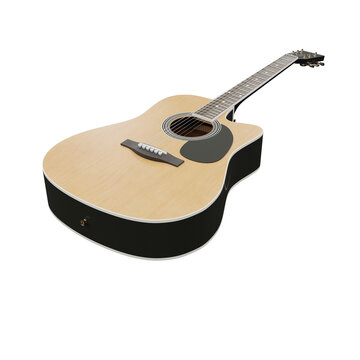 Realistic Acoustic Guitar Isolated on Transparent Background
