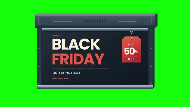 Shop Shutter Opens to Reveal a Black Friday Sale Poster
