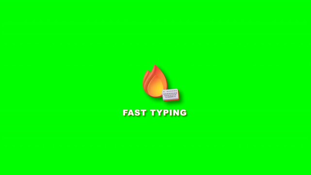 Fast typing icon symbol with burning keyboard flame on alpha channel overlay