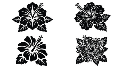 Hibiscus flower icons set vector illustration isolated on white background © OPU
