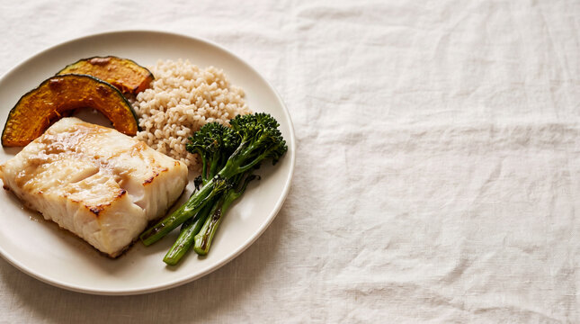 Japanese Miso Glazed Cod with Roasted Kabocha Squash and Brown Rice