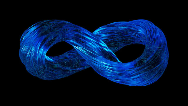 Blue Glass Data Ribbon Forming an Infinity Loop