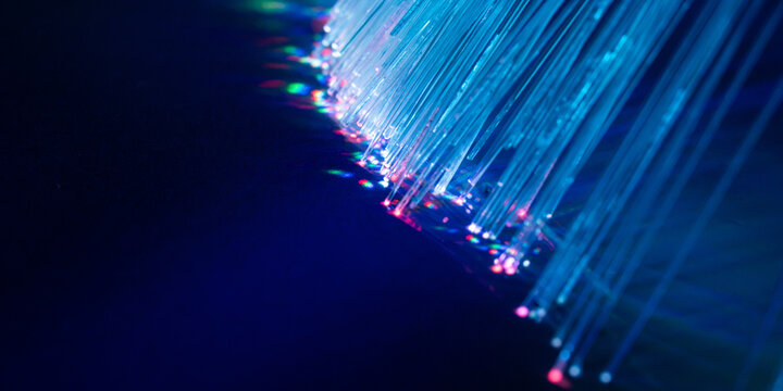 Abstract fiber optic light trails for technology background