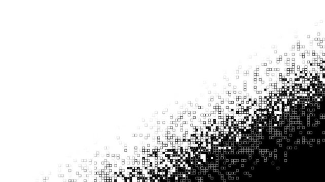 Digital Pixel Dissolve Transition Overlay with Sharp Monochromatic Grid Patterns and High Contrast Reveal Atmosphere in 4K video