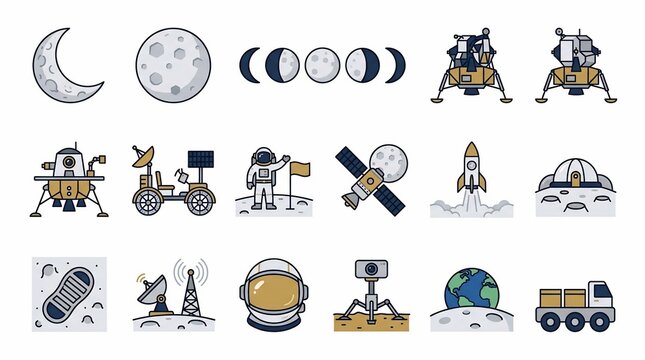 Lunar exploration icons