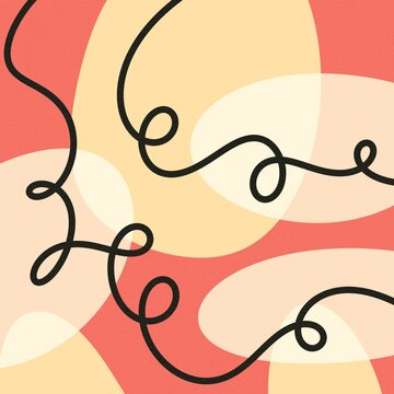 Abstract organic line art with earthy pastel shapes