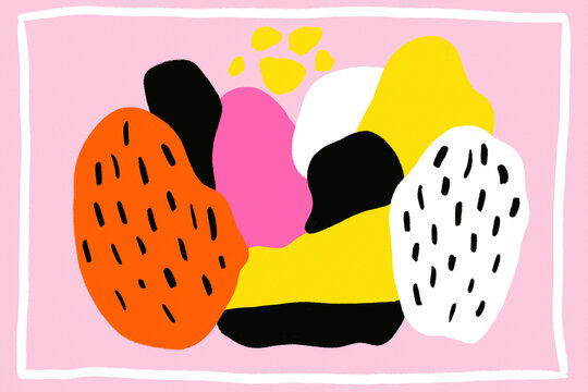 Abstract organic shapes in colorful minimalist composition