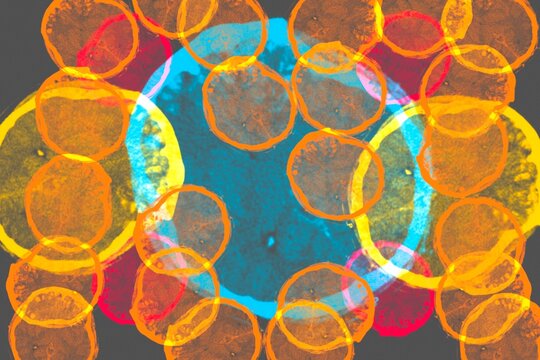 Abstract bokeh circle pattern with colorful textured rings