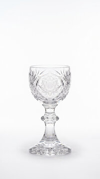 Elegant Cut Crystal Wine Glass Goblet Isolated On White