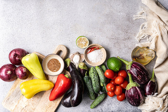 Fresh vegetable and spice ingredients for healthy cooking