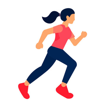 Woman Runner in Pink &ndash; Athletic Female Running Character Vector Illustration