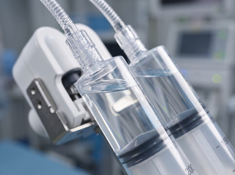 Automated Medical Syringe Pump Infusion Device In Hospital Ward