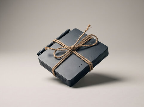 Black Wi-Fi Router Bound with Twine Rope