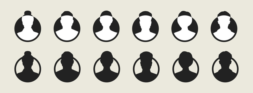 Anonymous user portrait vector icon concept designs. User avatar vector icons set