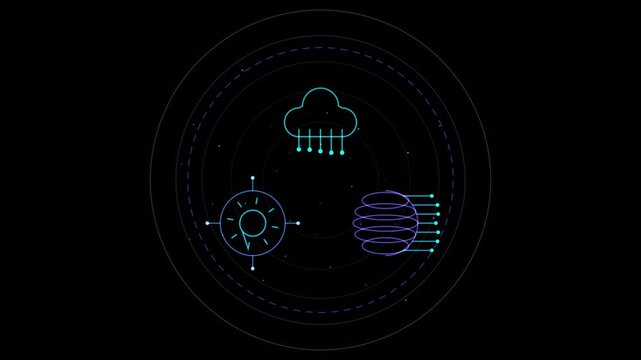 Abstract Global Cyber Cloud Telemetry Network Loop Seamless Loop wi...