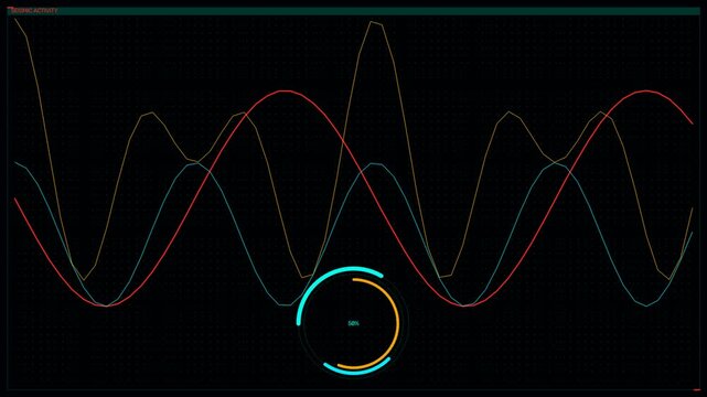 Complex High Density UI Dashboard Seismograph Earthquake Net Seamless Loop 4K