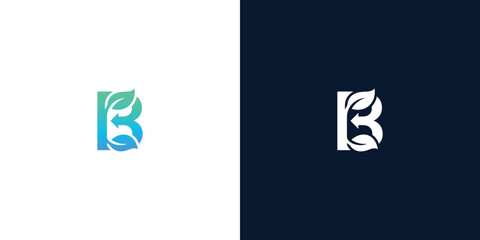Modern letter B logo design featuring natural leaf elements for eco-friendly and sustainable brands © doarestu