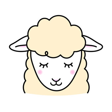 かわいい羊の顔イラスト・年賀状・お正月素材