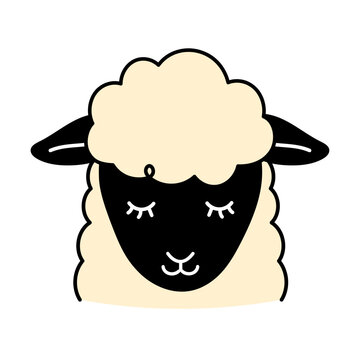 かわいい羊の顔イラスト・年賀状・お正月素材