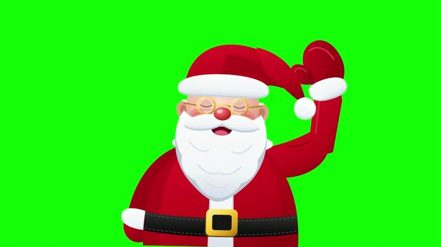 Santa Claus Waving Hand Greeting Animation on Green Screen