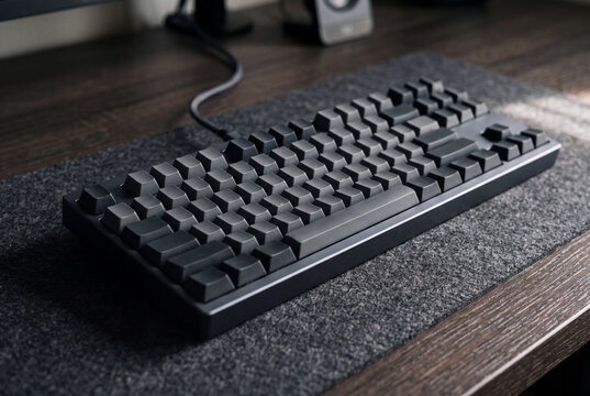 Plain computer keyboard in side light