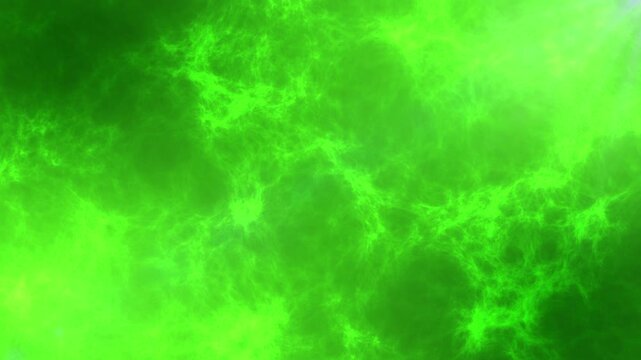 Abstract green smoke texture with glowing light beams creates dynamic energy movement background.