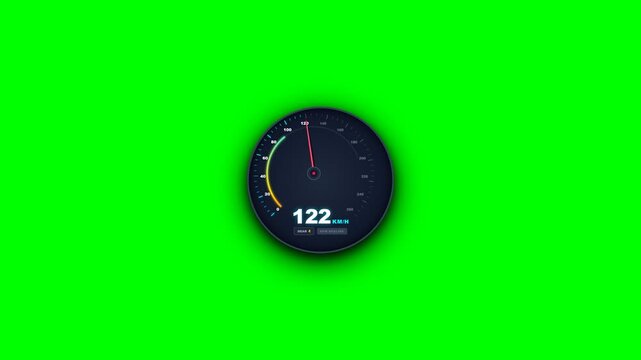 Racing Sports Car Speedometer and RPM Telemetry Gauge Overlay Green Screen 4K