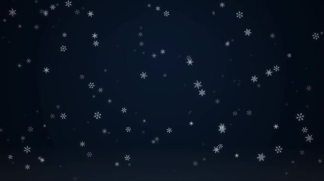 Small animated white snowflakes falling gently against a dark blue gradient background