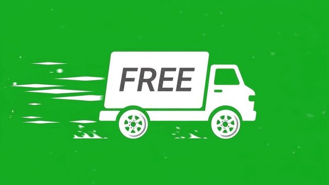 Fast moving delivery truck with speed lines animation on chroma key