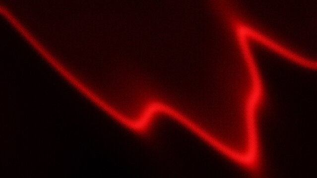 Abstract red neon light line on dark background, glowing crimson wave trajectory, modern digital light flare effect