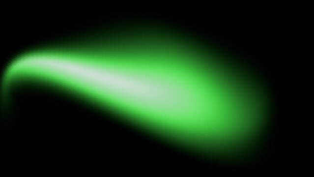 Green light leak overlay effect, glowing aurora beam on dark background, abstract emerald light streak for design projects, luminous blurred wave