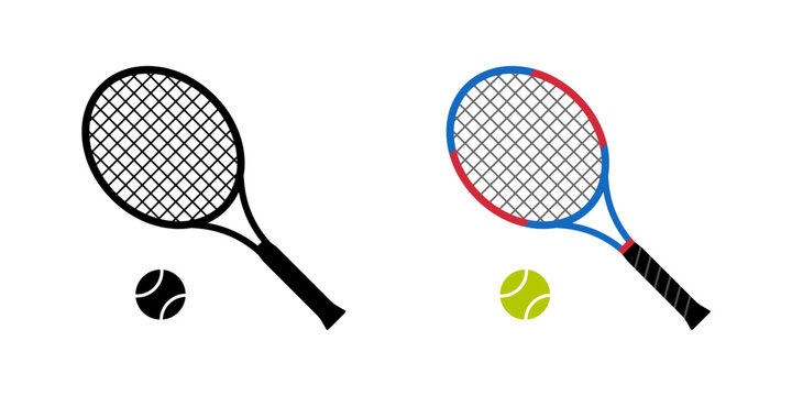 Tennis racket and ball symbol. Transparent PNG and vector illustration