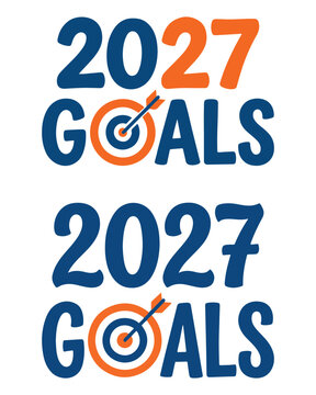 2027 Goals Text Design with target and arrow icon for business success vector