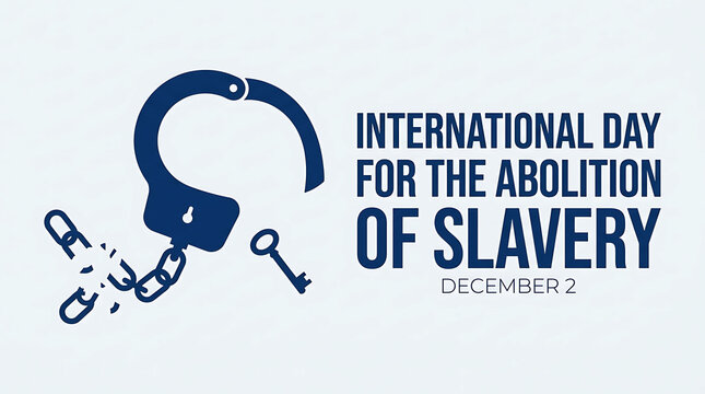 International Day for the Abolition of Slavery vector design with broken handcuffs and a key on a light background