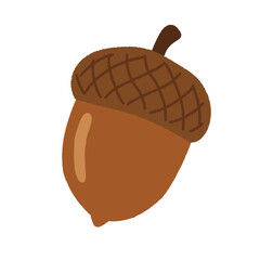 Simple Brown Acorn Nut Illustration Isolated on White Background for Autumn and Fall Nature Designs © Gamaru