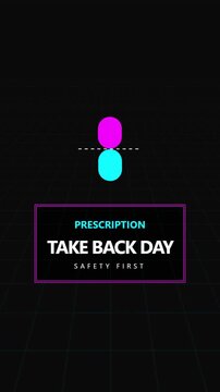 Prescription takeback day typography banner promotes safe medication disposal, supporting community awareness campaigns, pharmacy events, healthcare outreach, and educational materials.