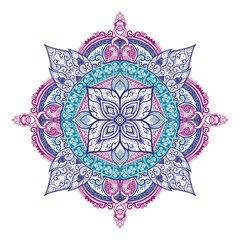 Exquisite circular lace mandala patterns, intricate floral motifs, and ancient Oriental damask designs perfect for use as wallpaper. © dinsiammini
