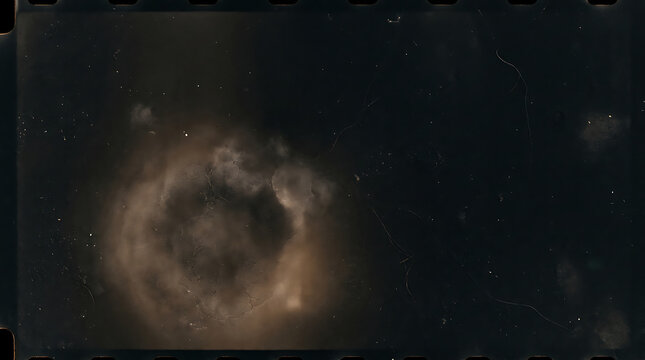 Abstract film grain texture with light leak and dark vignette frame overlay