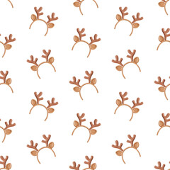 3D Christmas seamless pattern with reindeer antler headbands © Aon Khanisorn