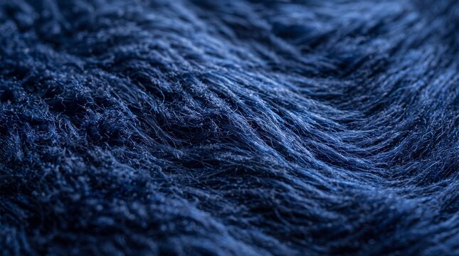 Dark blue microfiber fabric texture with soft wavy fibers for textile