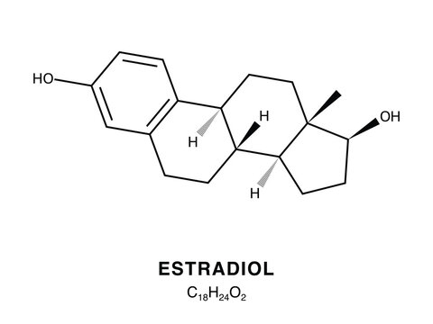 Skeletal chemical formula of Estradiol, molecular structure.
