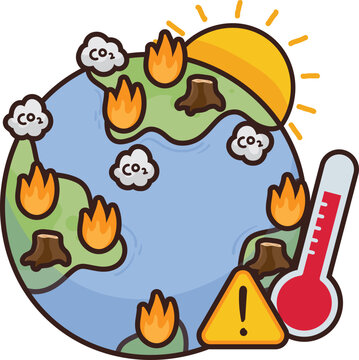 Earth burns with wildfires and smoke clouds